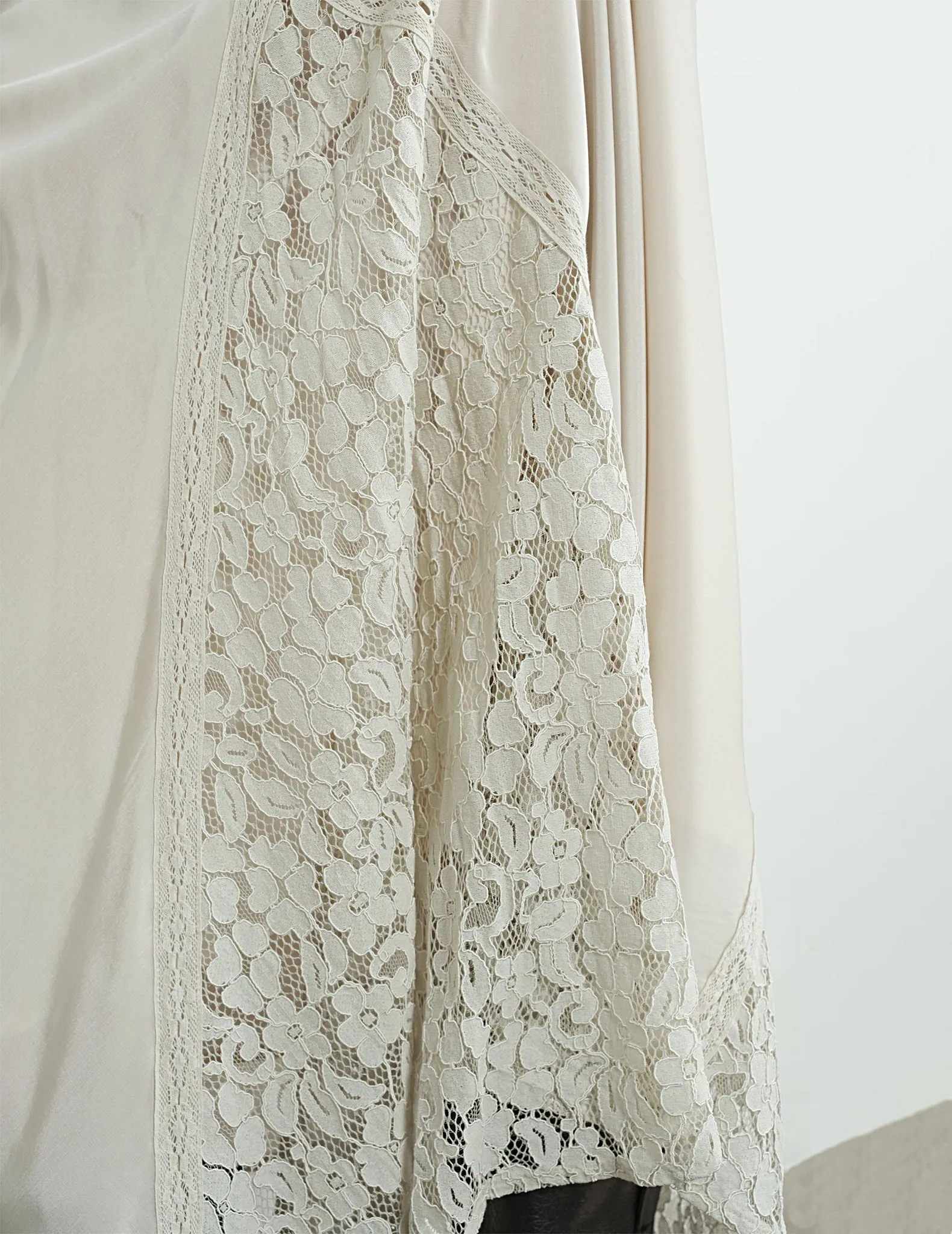 Brigitte Ivory Satin   Lace Skirt