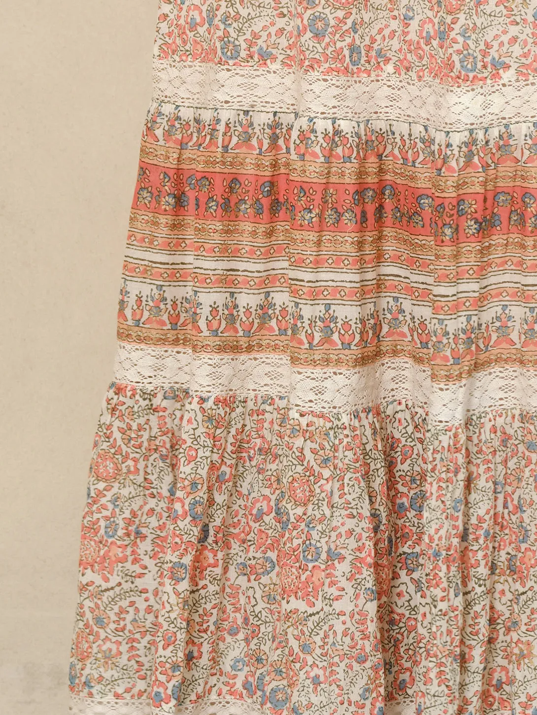 Cass Print Maxi Skirt - Coral