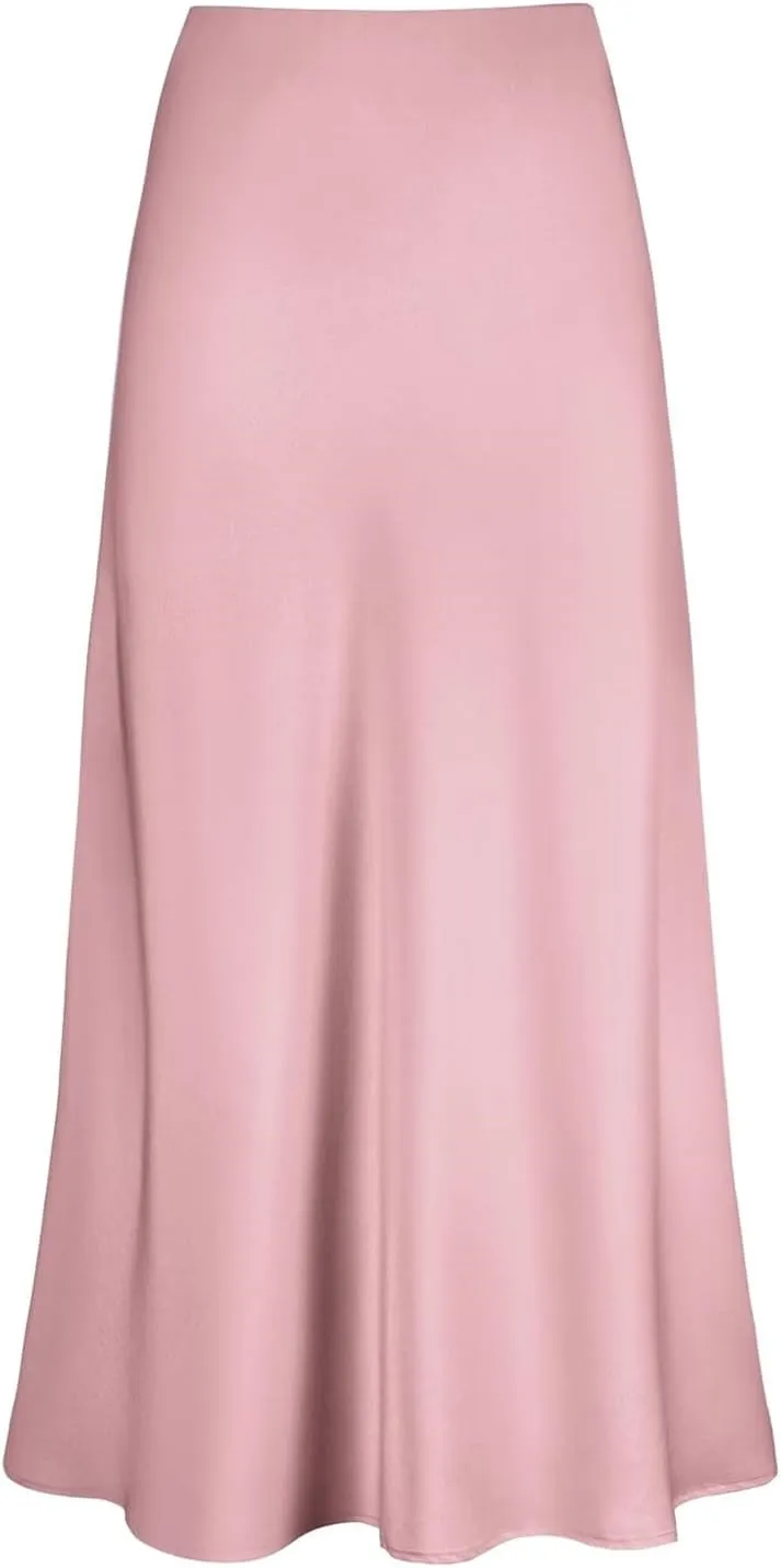 Christmas Skirt Womens High Waist Skirt Solid Satin Dress Zipper Elegant Skirt Body on Skirt