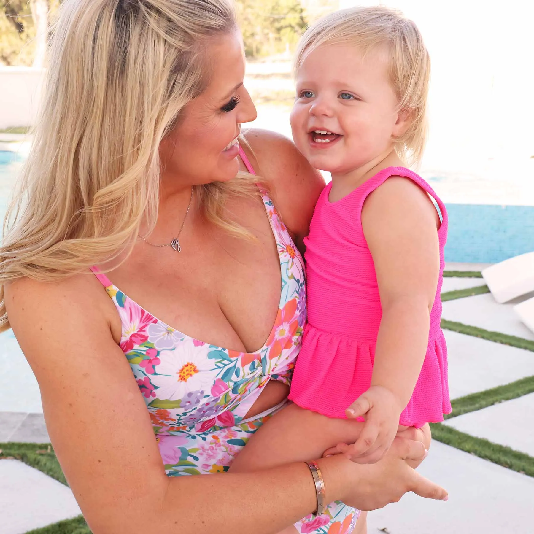 Crinkle One-Piece with Skirt | Neon Pink
