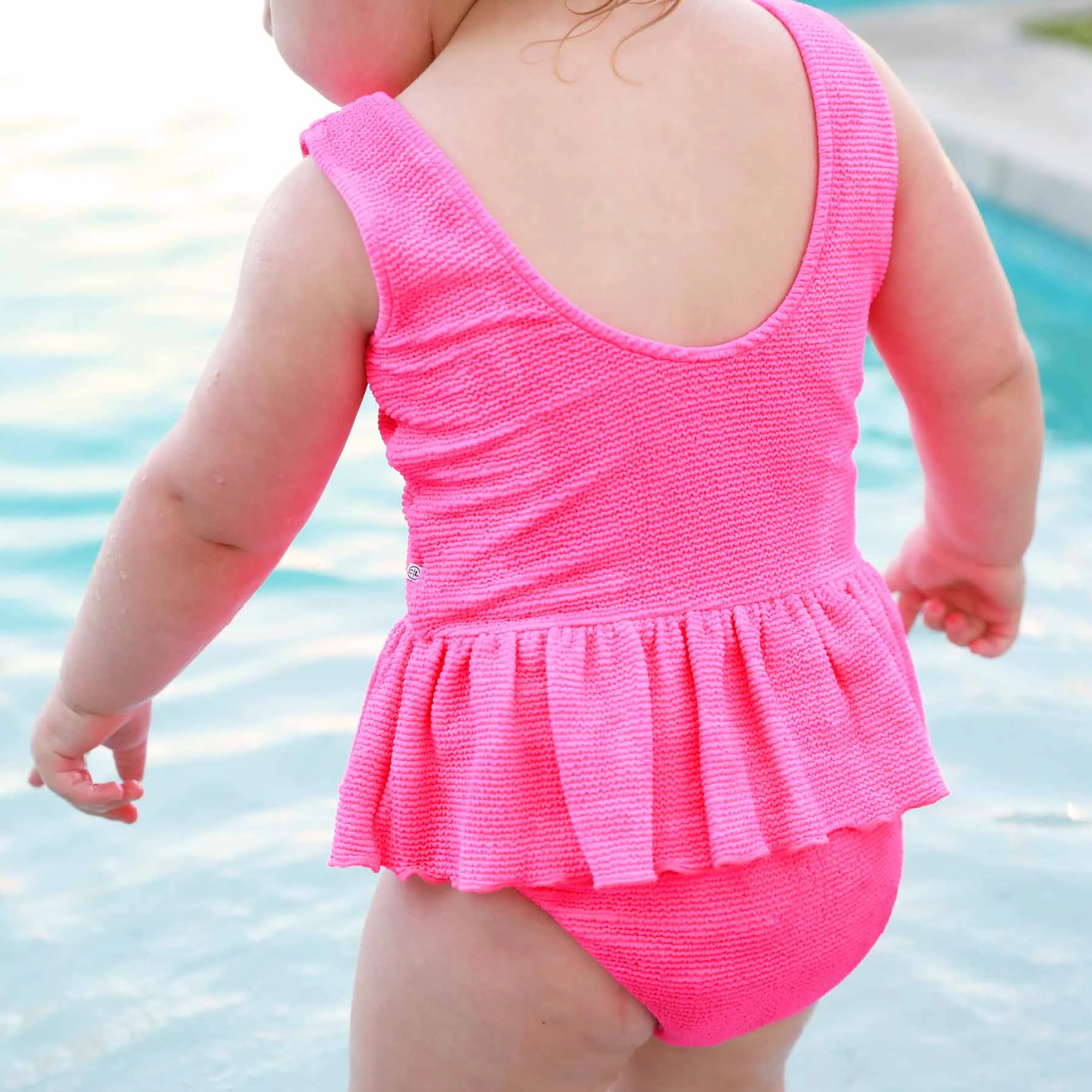 Crinkle One-Piece with Skirt | Neon Pink