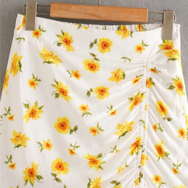 FLORAL PRINT RUFFLES MINI SKIRT