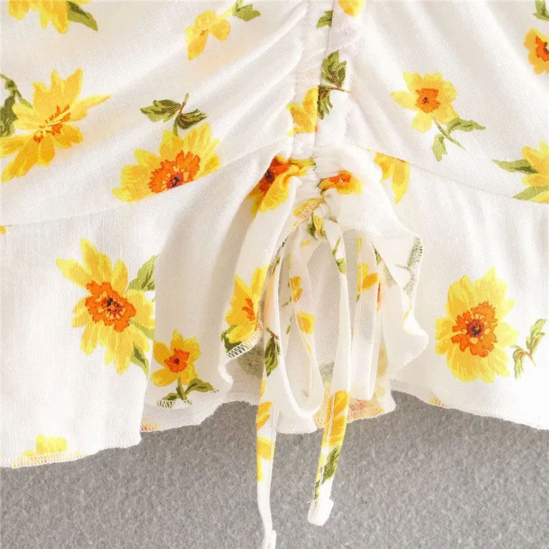 FLORAL PRINT RUFFLES MINI SKIRT
