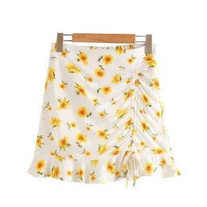 FLORAL PRINT RUFFLES MINI SKIRT