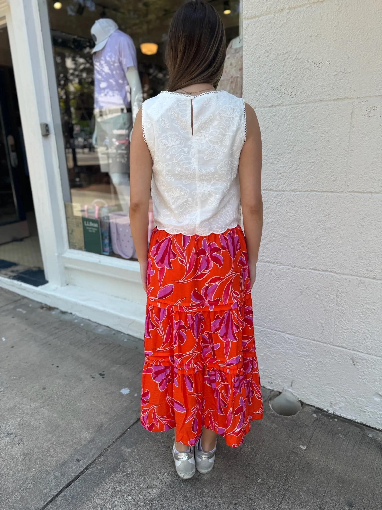 Flower Print Long Skirt