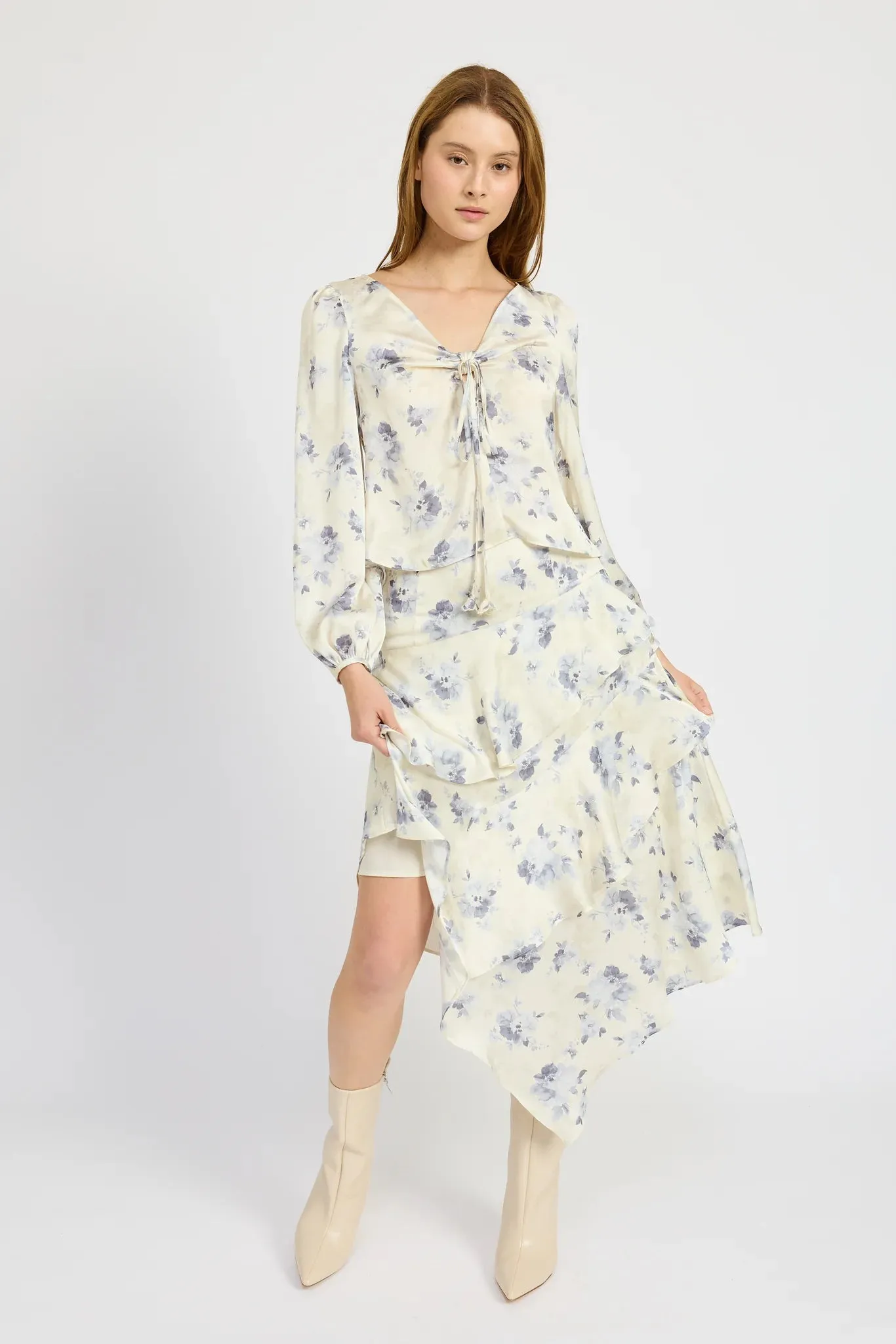 Ivory Blue Gray Stella Skirt