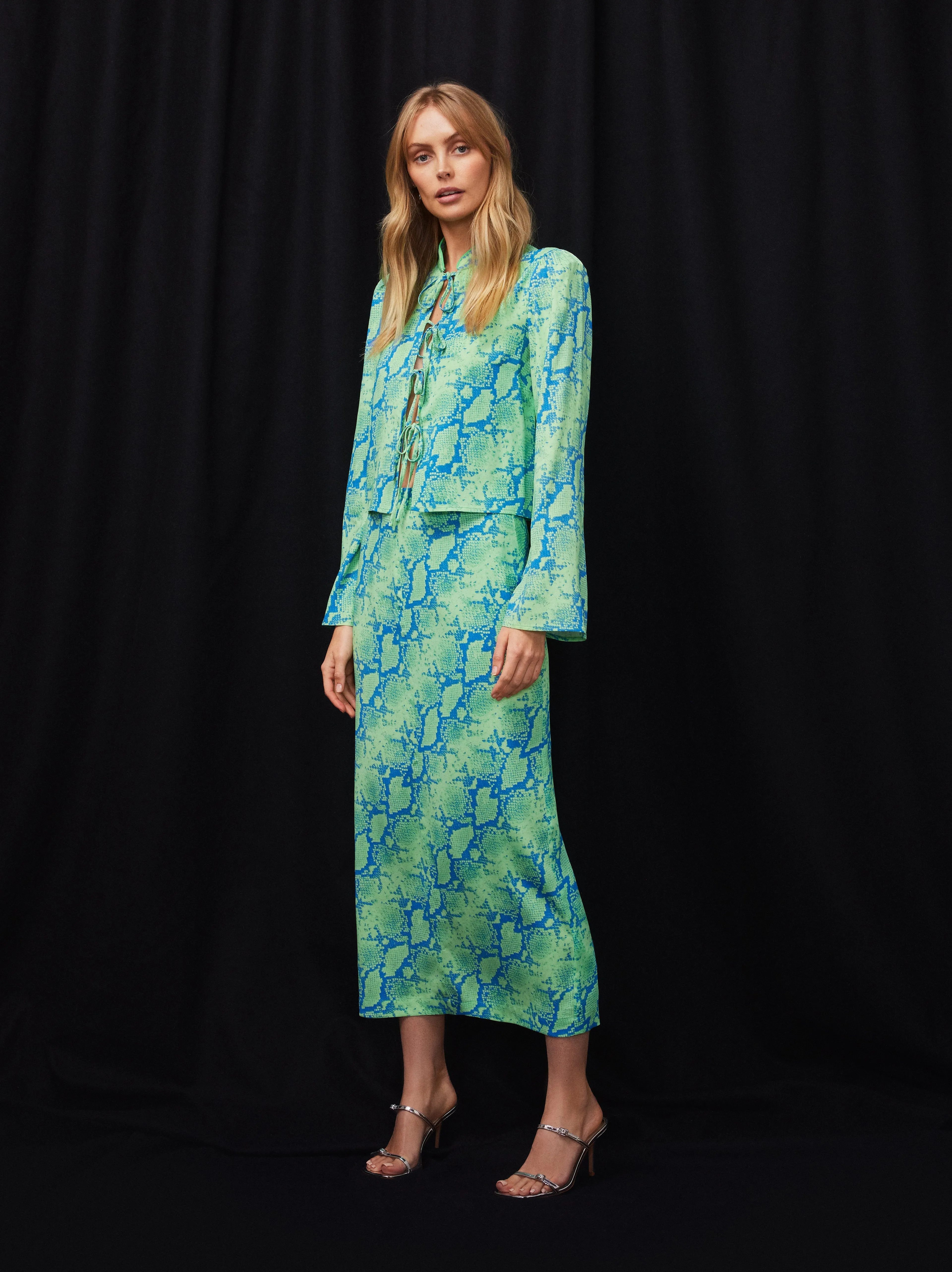 Laurel Blue Snake Print Skirt