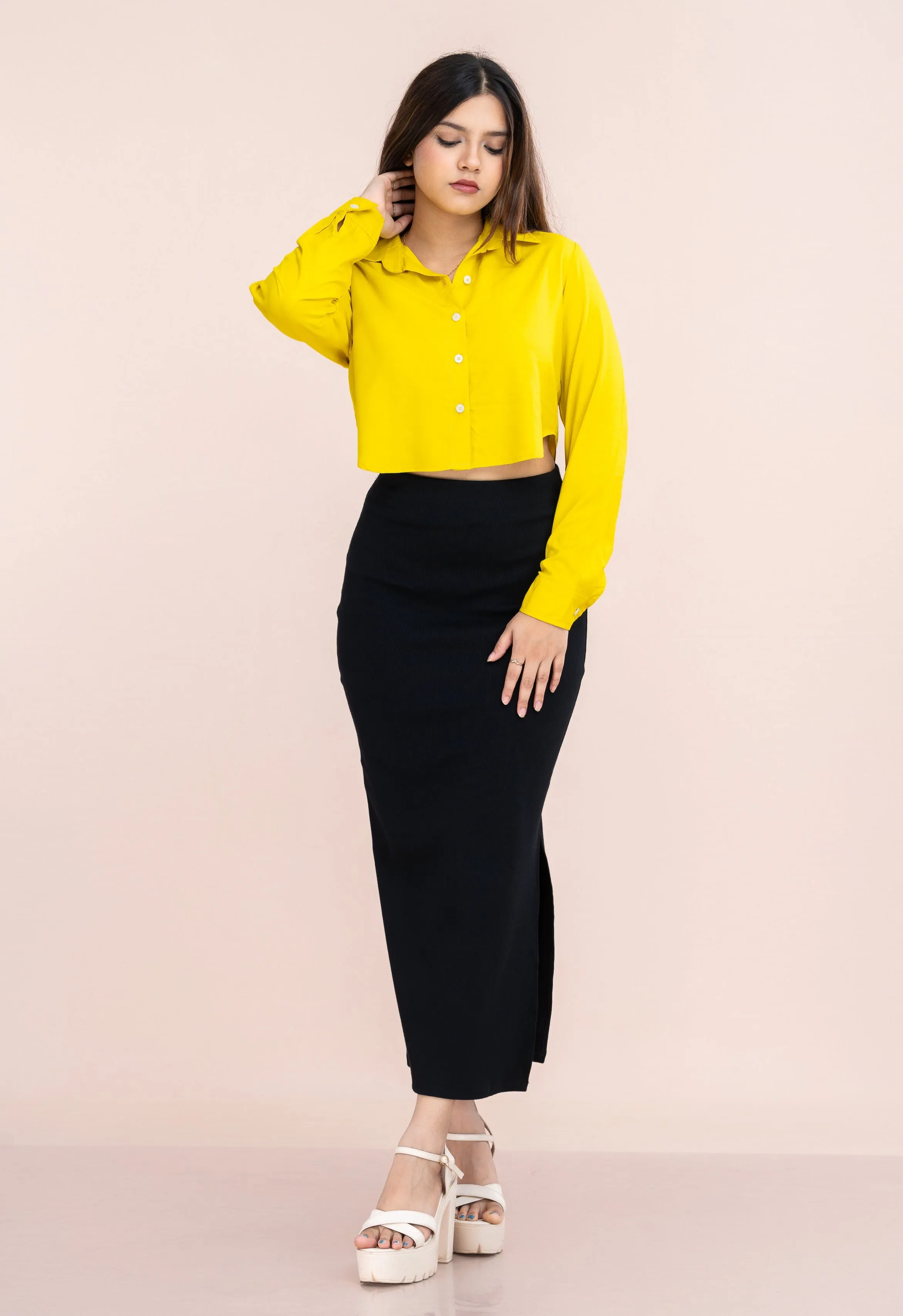 Lilly Button Down L/S Crop Shirt