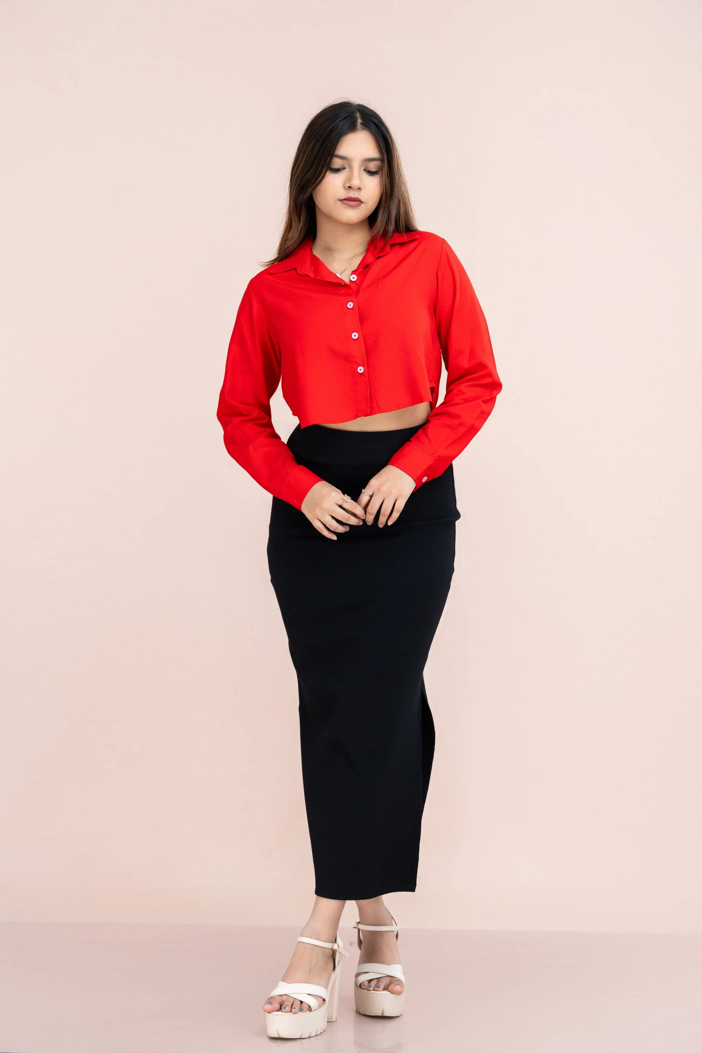 Lilly Button Down L/S Crop Shirt