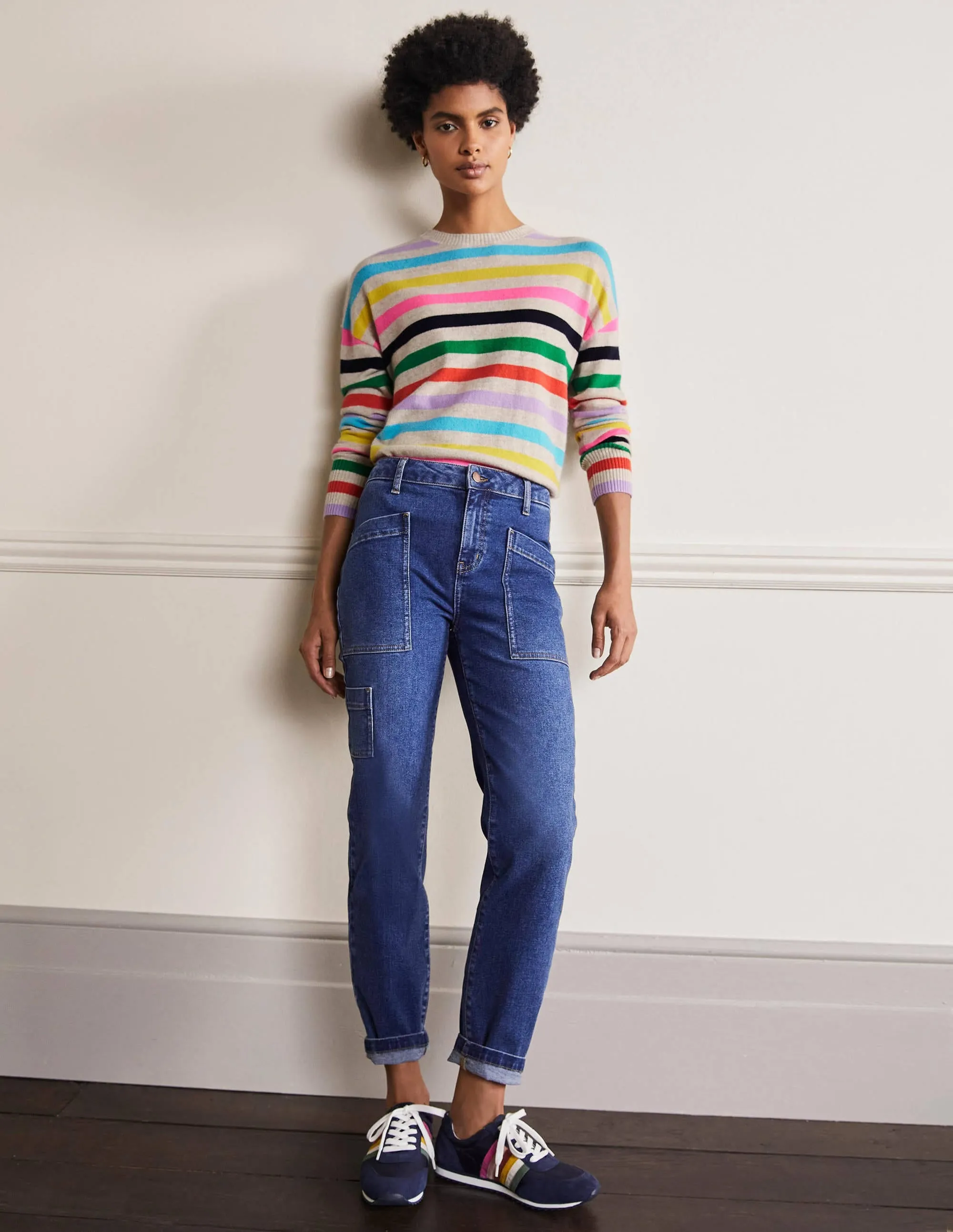Margot Cashmere Jumper-Prism Multi Stripe