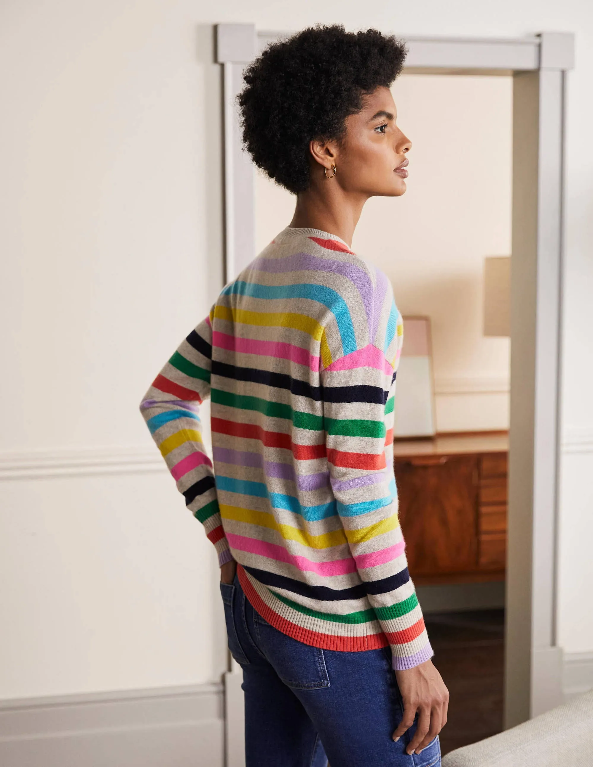 Margot Cashmere Jumper-Prism Multi Stripe