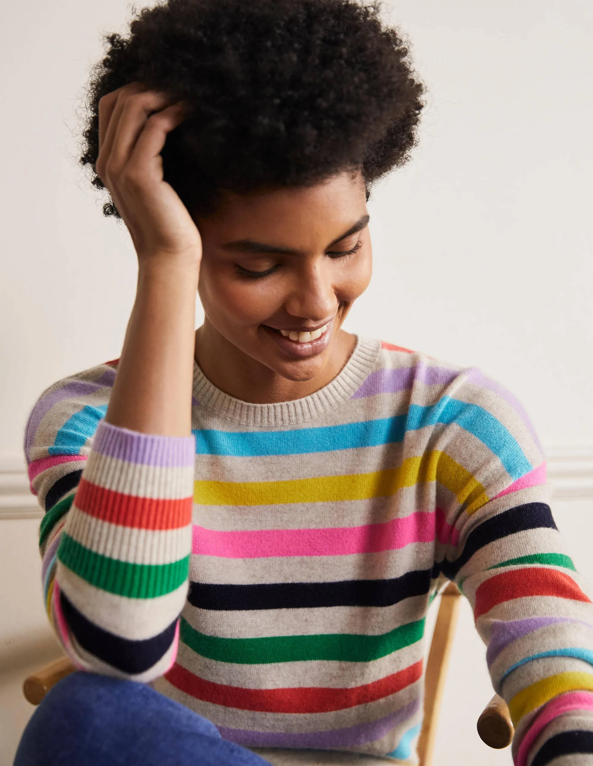Margot Cashmere Jumper-Prism Multi Stripe