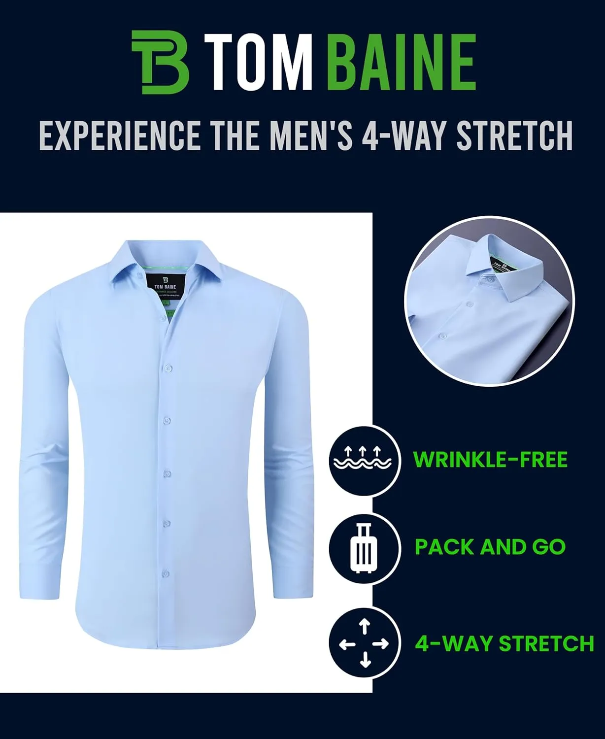 Men's Performance Stretch Long Sleeve Basic Button Down