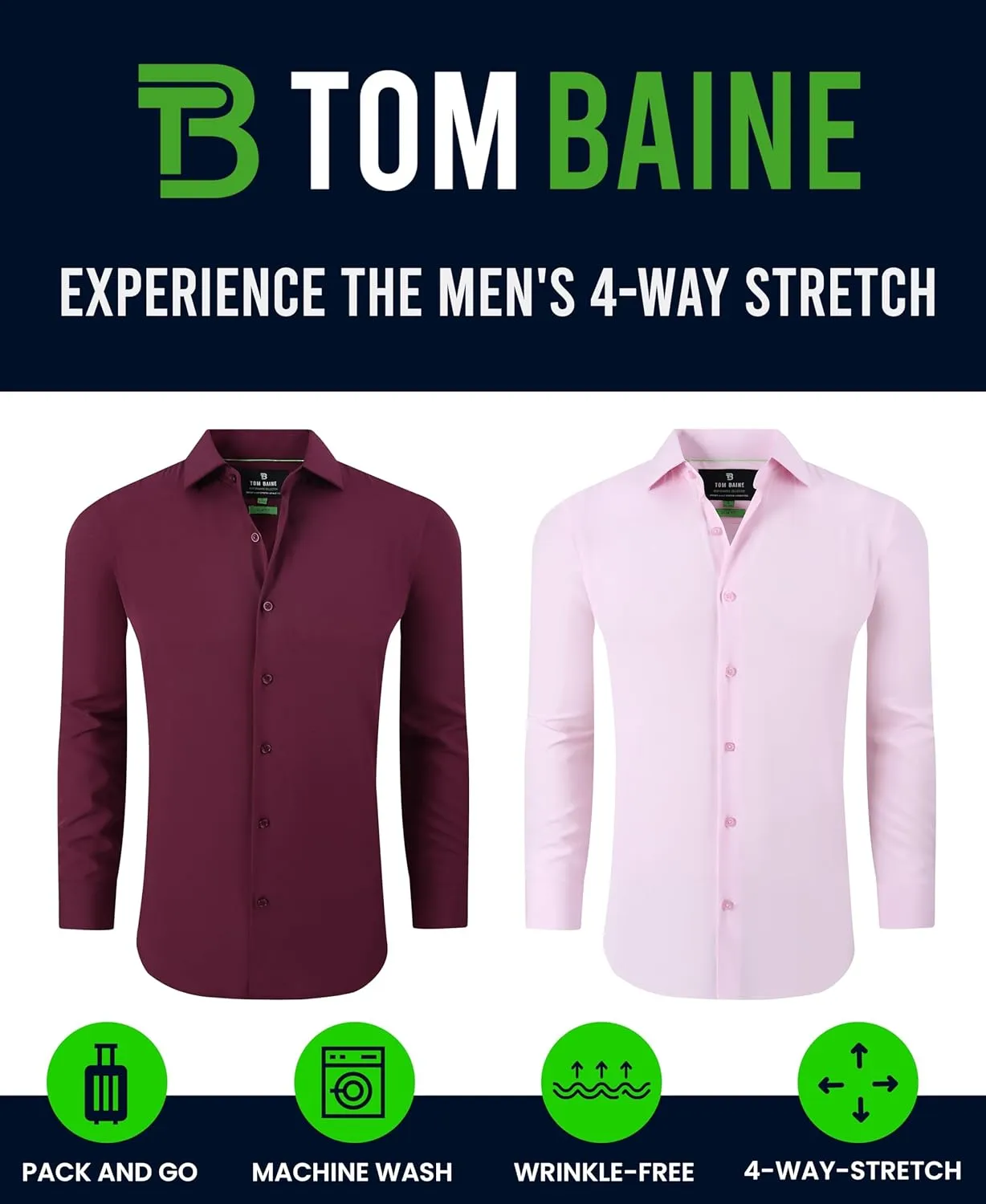 Men's Performance Stretch Long Sleeve Basic Button Down