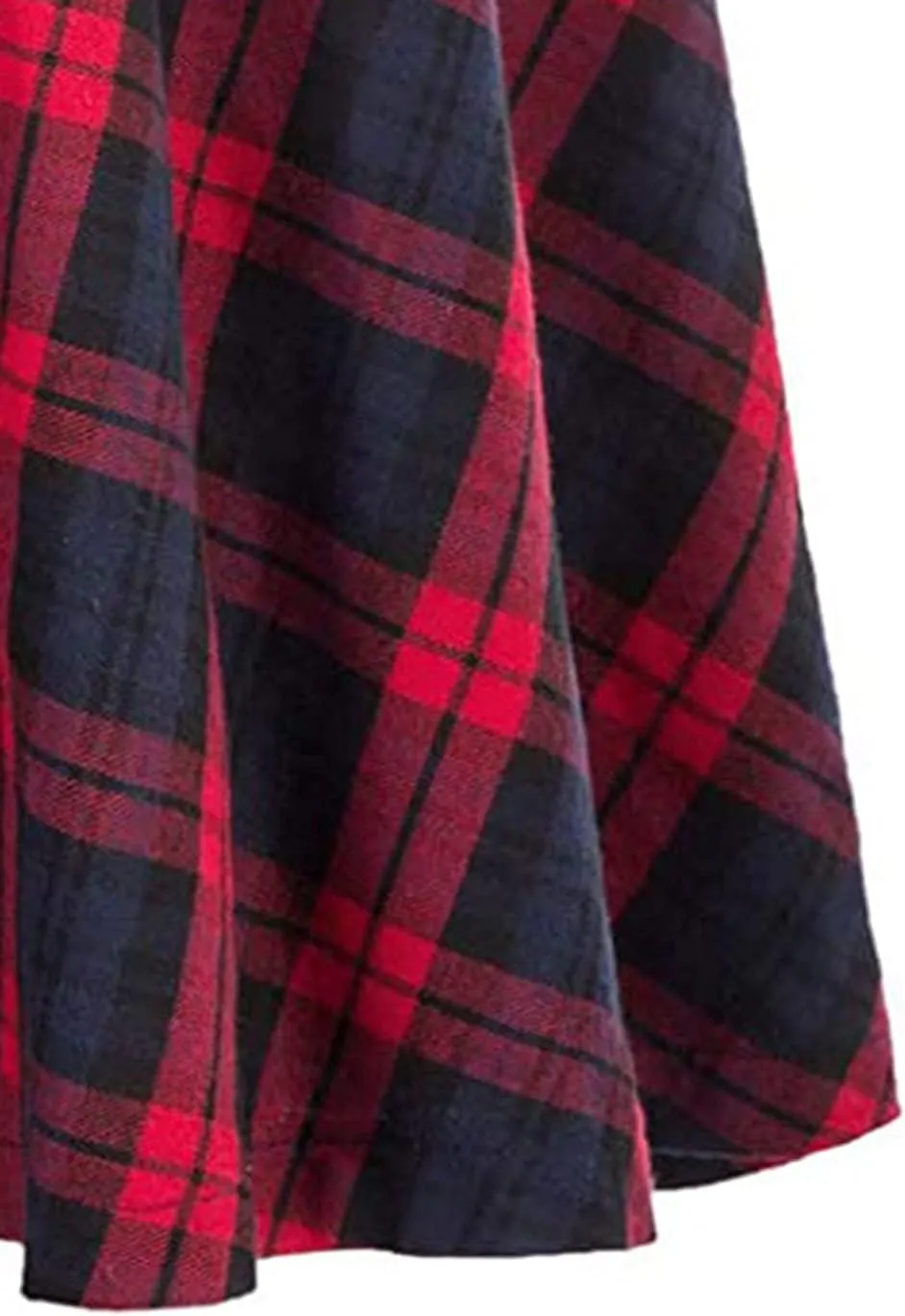 Midi Plaid Skirt for Womens 2024 Fashion Casual Elastic High Waist A-Line Flared Pleated Flowy Tartan Skirts