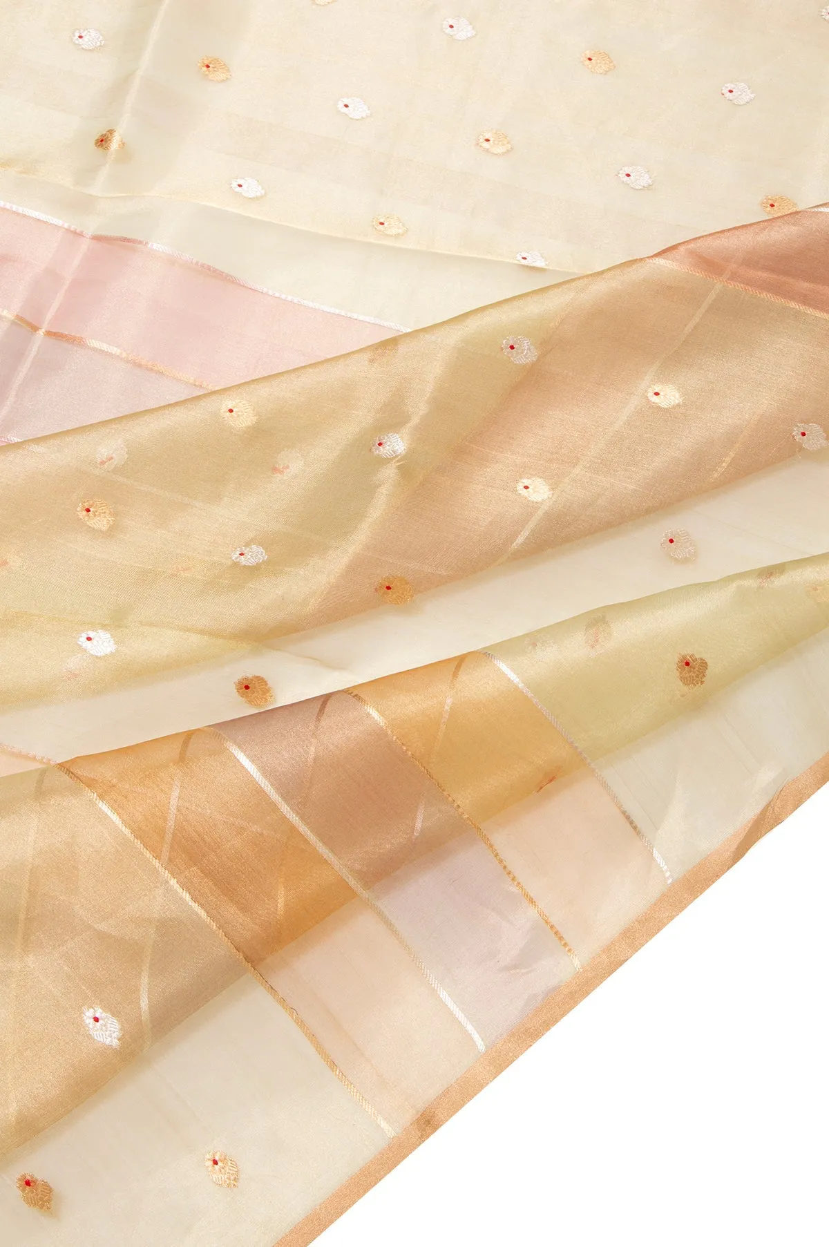 Multi Colour Banaras Tissue Silk Saree with Leaf Butta Pallu
