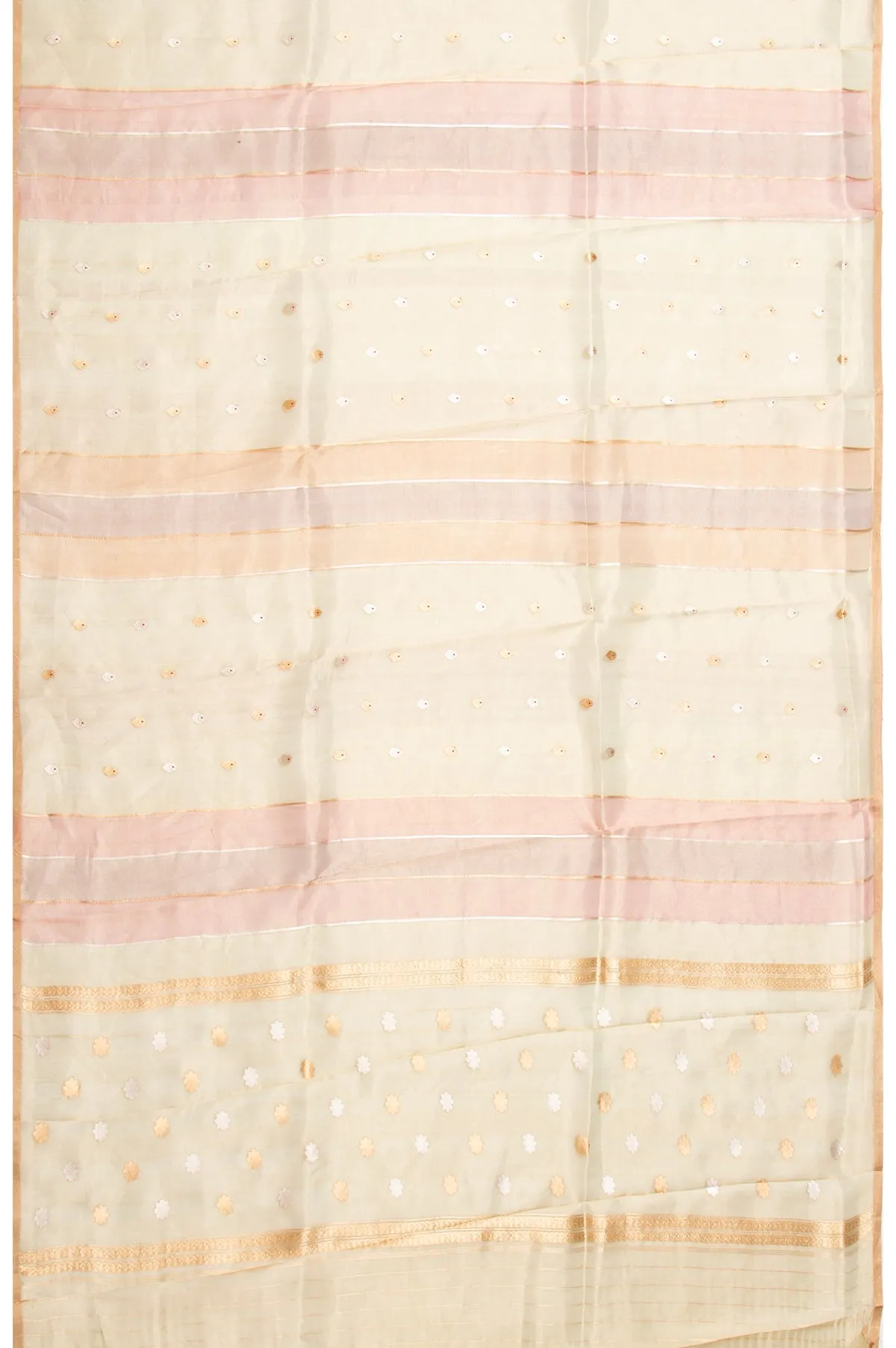 Multi Colour Banaras Tissue Silk Saree with Leaf Butta Pallu