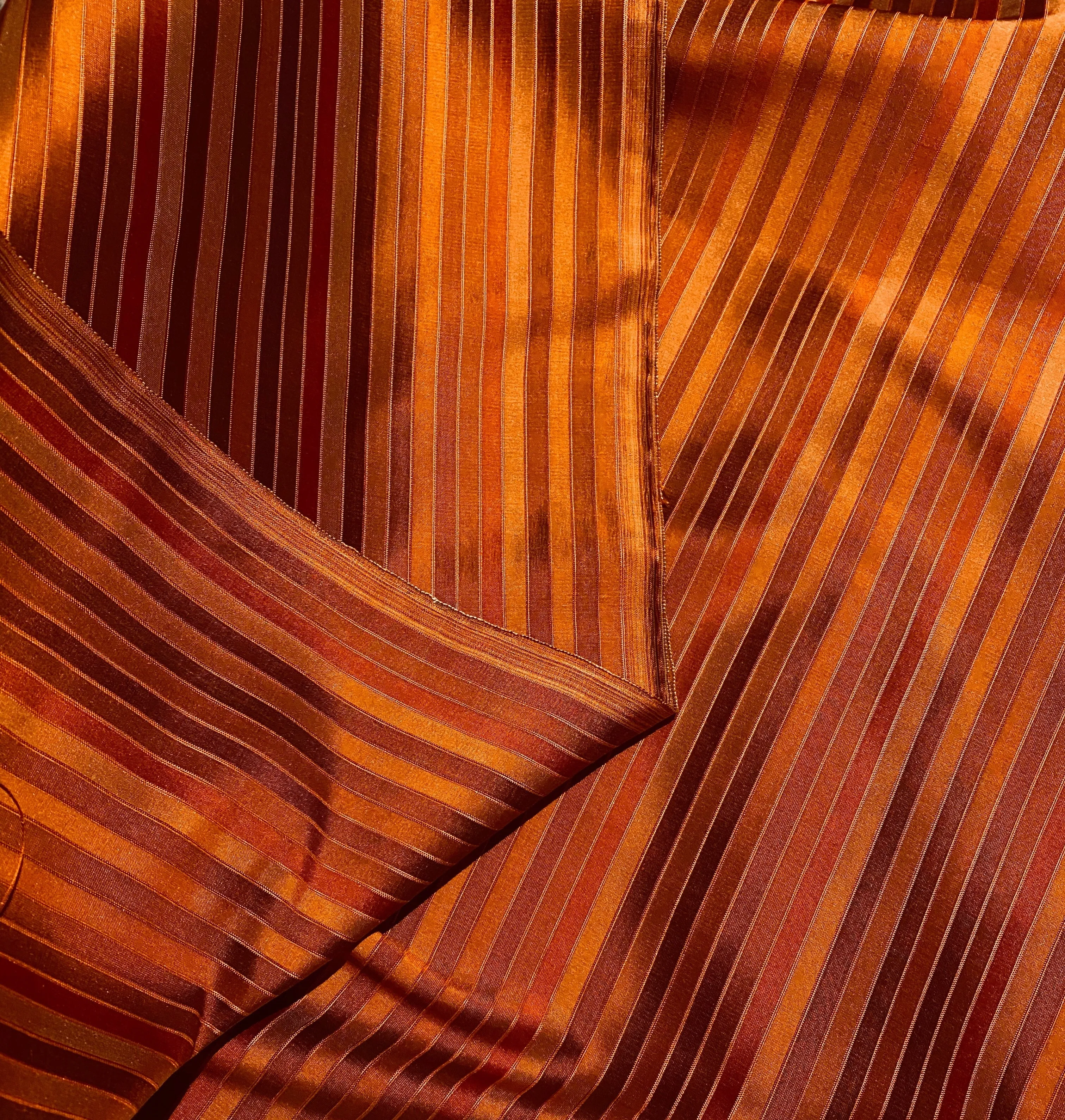 NEW Duchess Roxanne 100% Silk Taffeta Orange Red Rainbow Striped Fabric SB_1_58