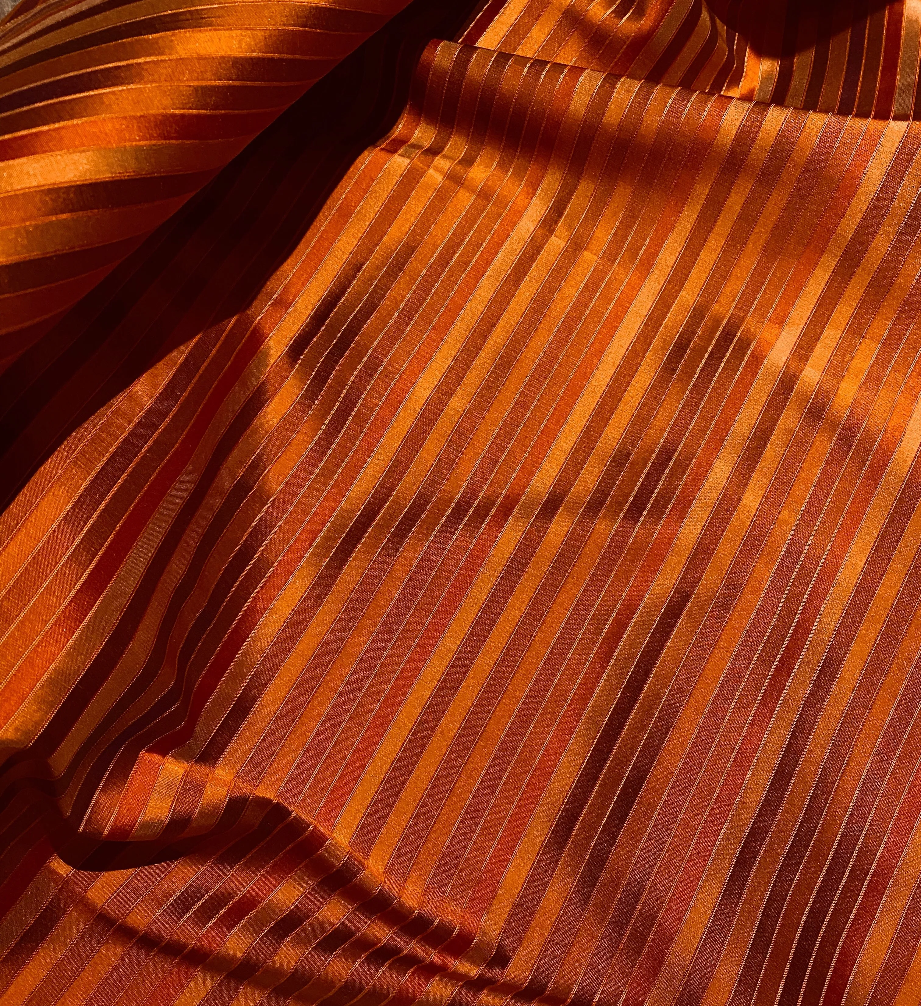 NEW Duchess Roxanne 100% Silk Taffeta Orange Red Rainbow Striped Fabric SB_1_58
