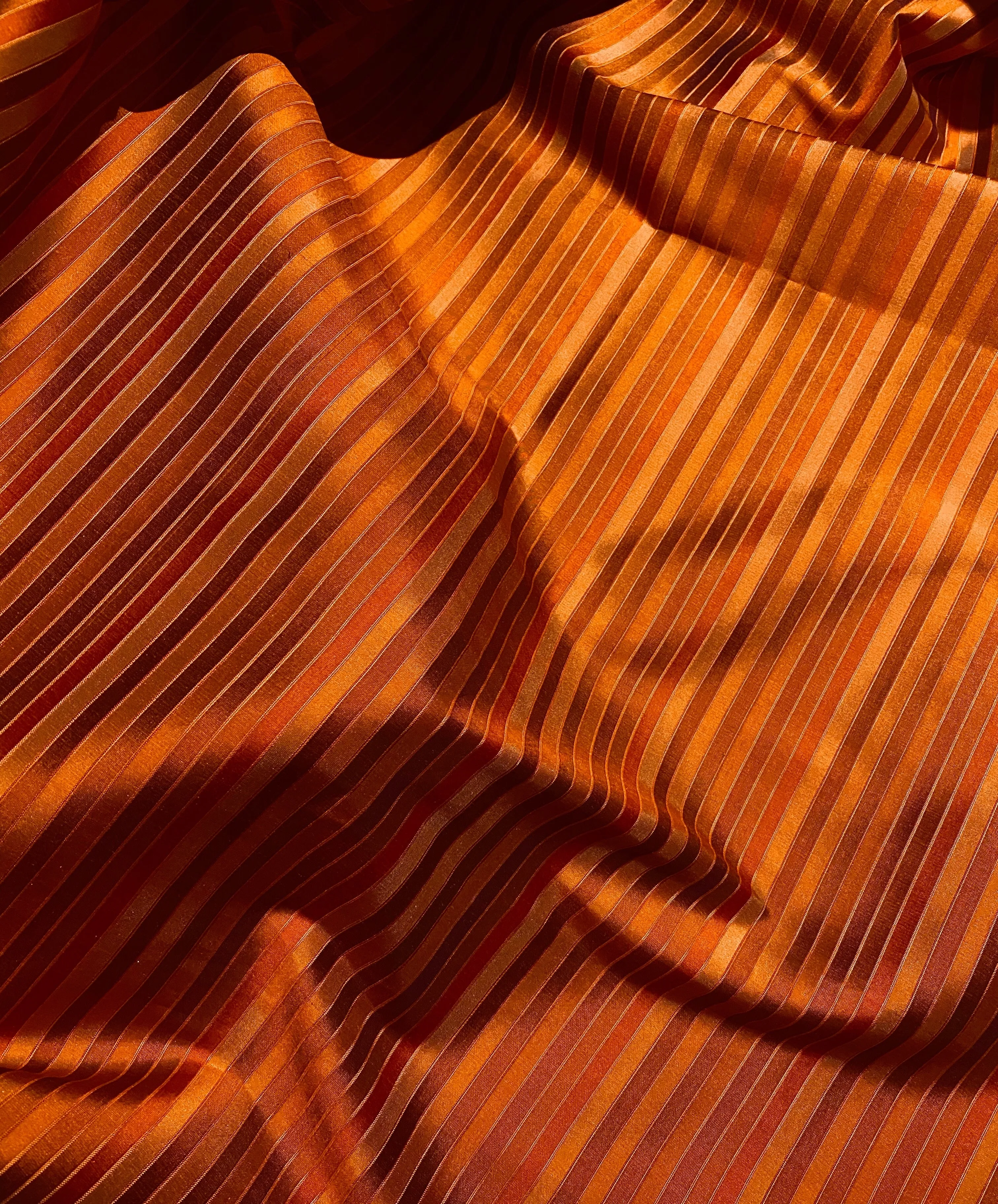 NEW Duchess Roxanne 100% Silk Taffeta Orange Red Rainbow Striped Fabric SB_1_58