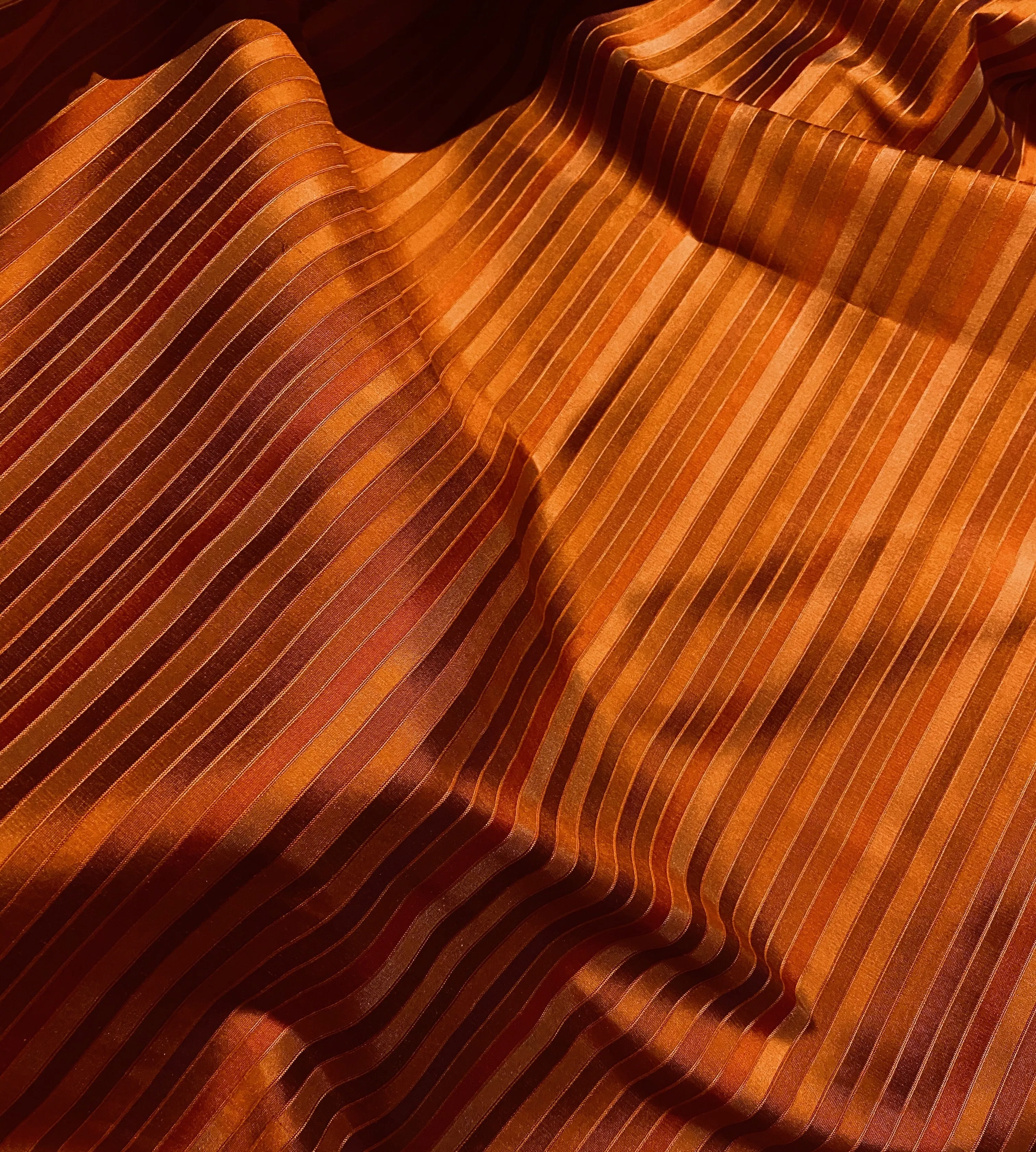NEW Duchess Roxanne 100% Silk Taffeta Orange Red Rainbow Striped Fabric SB_1_58