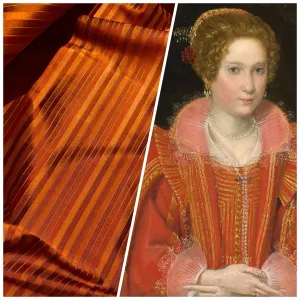 NEW Duchess Roxanne 100% Silk Taffeta Orange Red Rainbow Striped Fabric SB_1_58