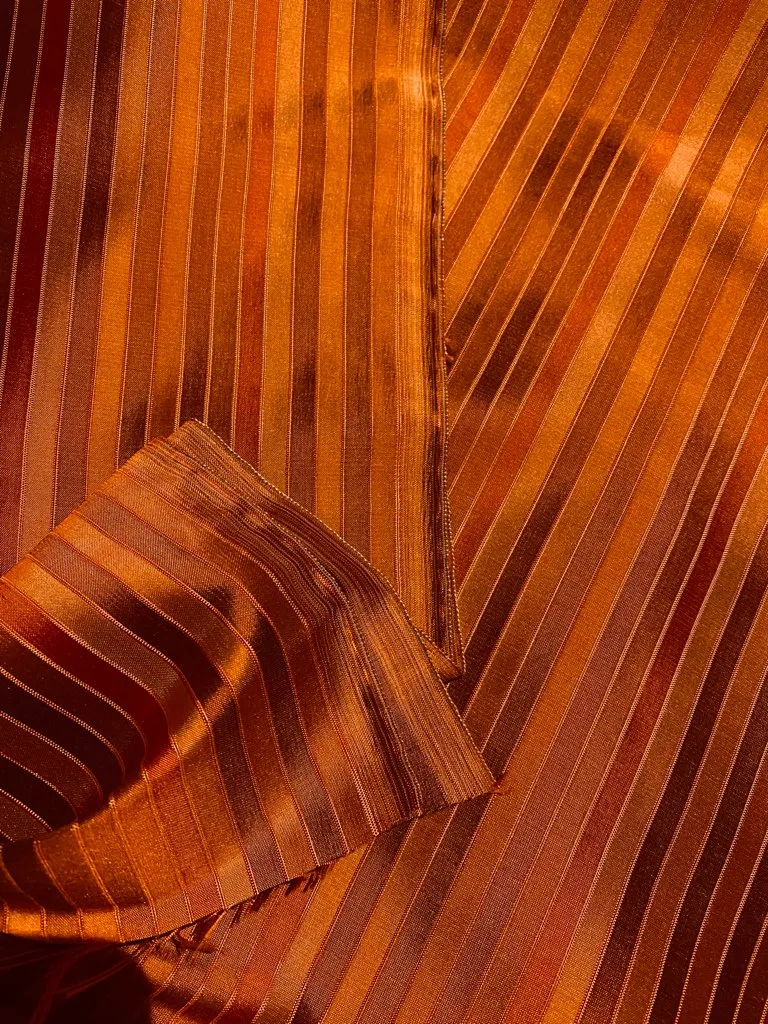 NEW Duchess Roxanne 100% Silk Taffeta Orange Red Rainbow Striped Fabric SB_1_58