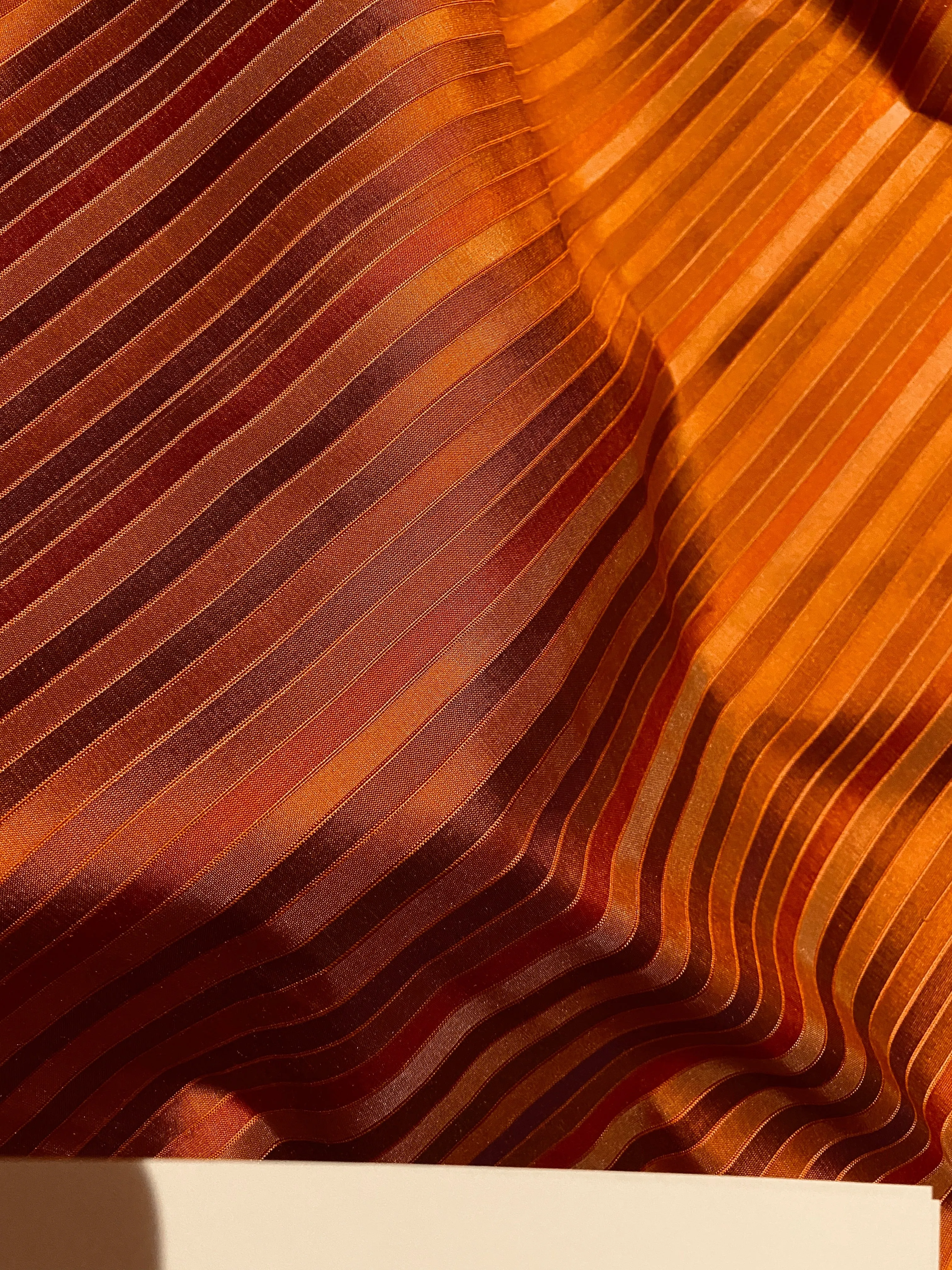 NEW Duchess Roxanne 100% Silk Taffeta Orange Red Rainbow Striped Fabric SB_1_58