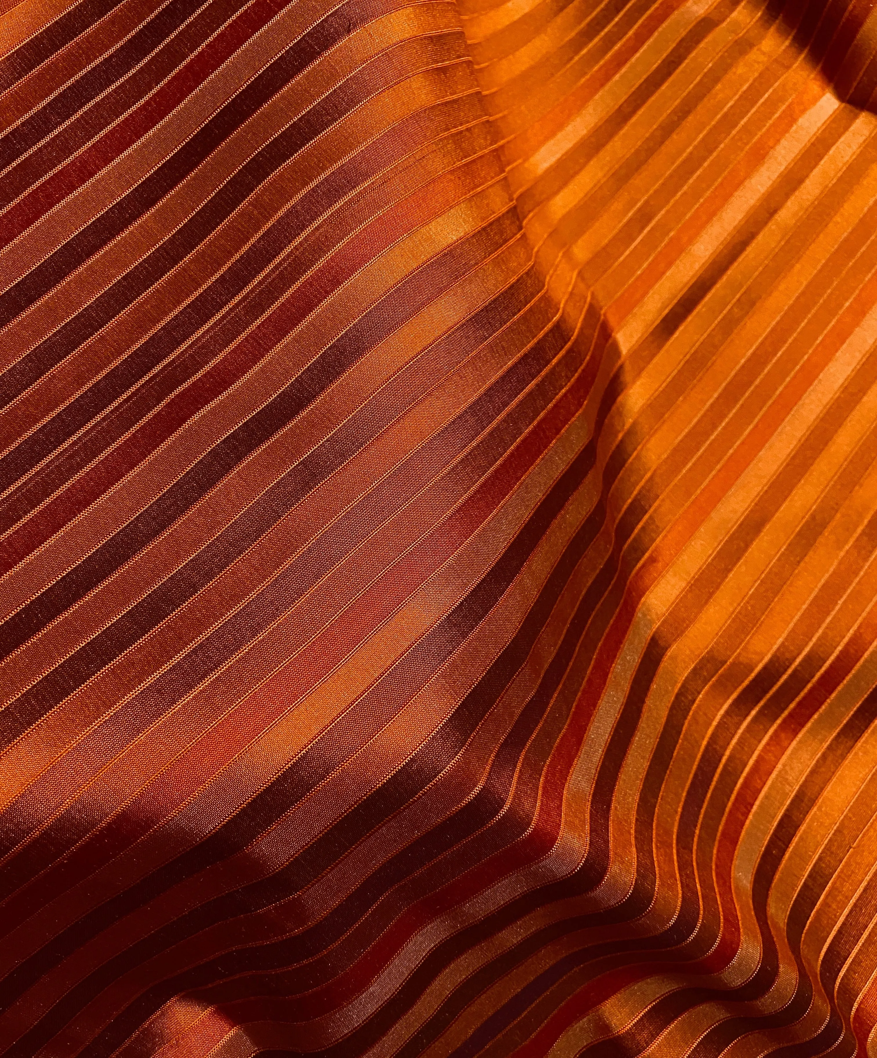 NEW Duchess Roxanne 100% Silk Taffeta Orange Red Rainbow Striped Fabric SB_1_58