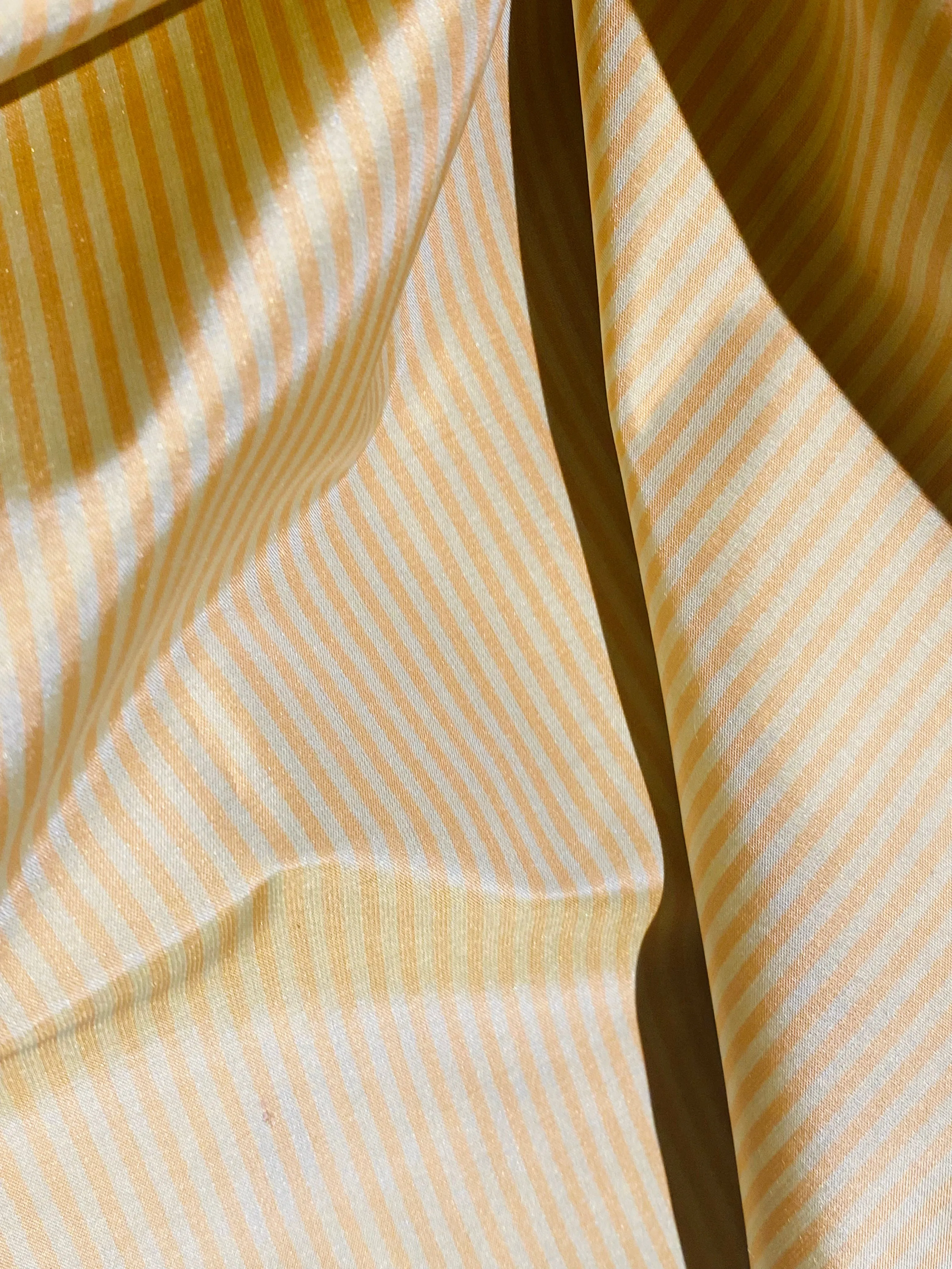 NEW Lady Bernadette 100% Silk Taffeta Fabric with 1/8” Peach and Butter Yellow Stripes SB_8_44