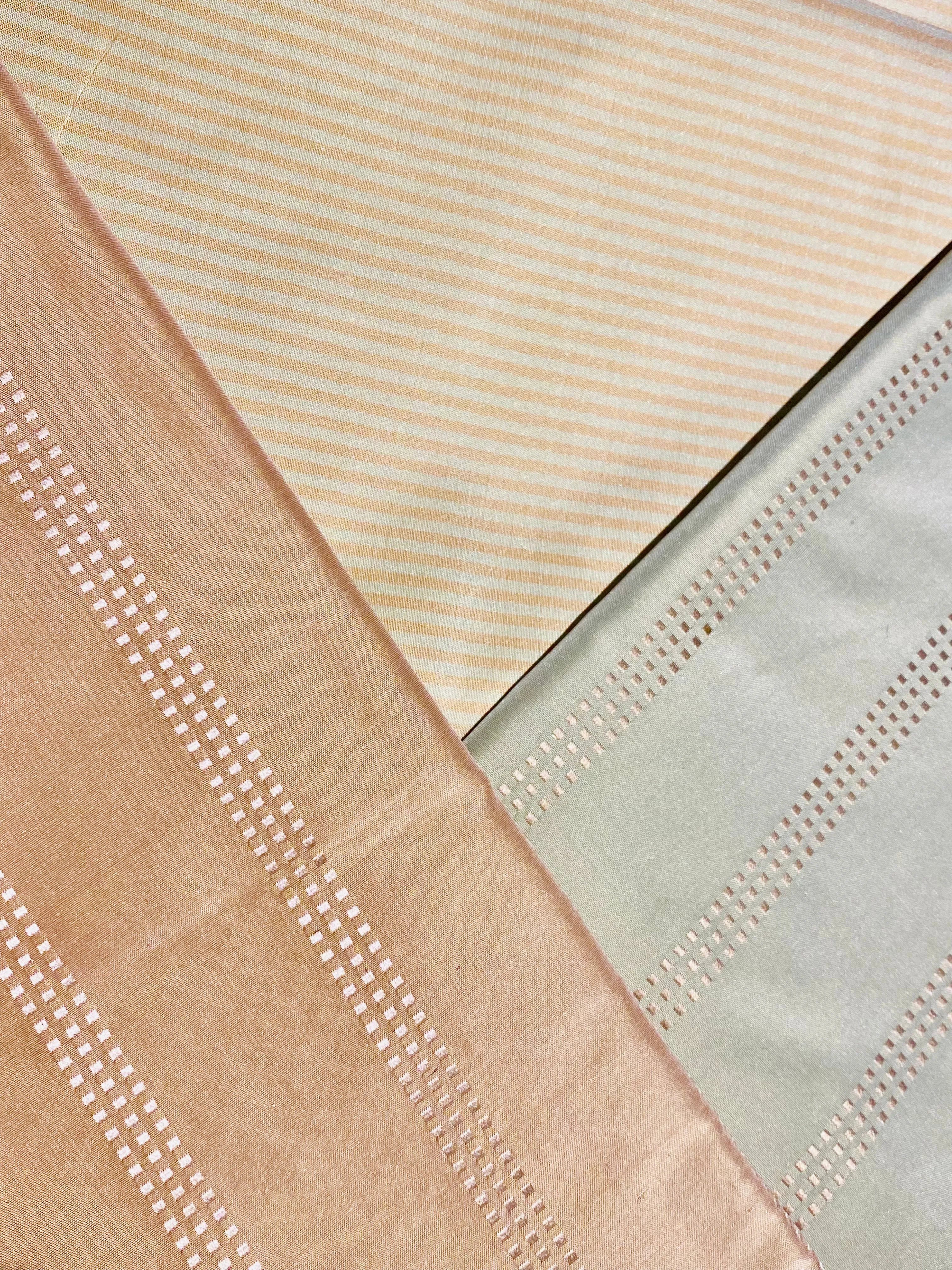 NEW Lady Bernadette 100% Silk Taffeta Fabric with 1/8” Peach and Butter Yellow Stripes SB_8_44