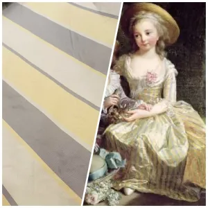 NEW Lady Mira Yellow, Champagne and Gray Stripe 100% Silk Taffeta Fabric