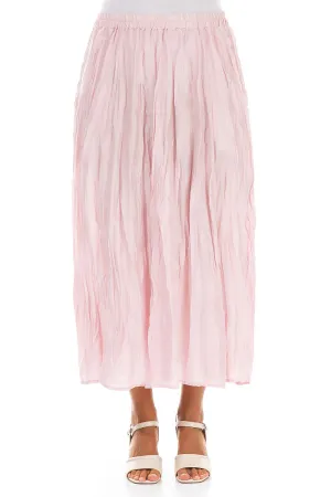 Powder Pink Crumpled Pure Silk Skirt