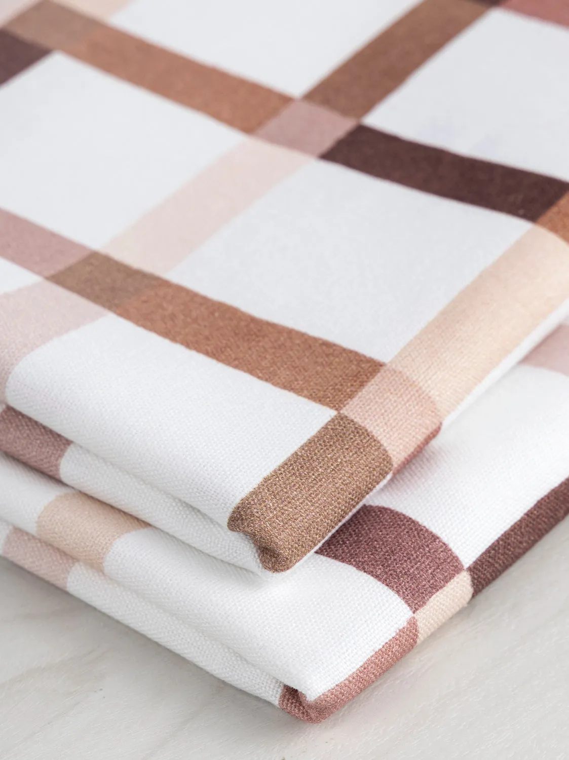 Sandbox Check Print Organic Cotton Canvas - Cream   Brown - Swatch