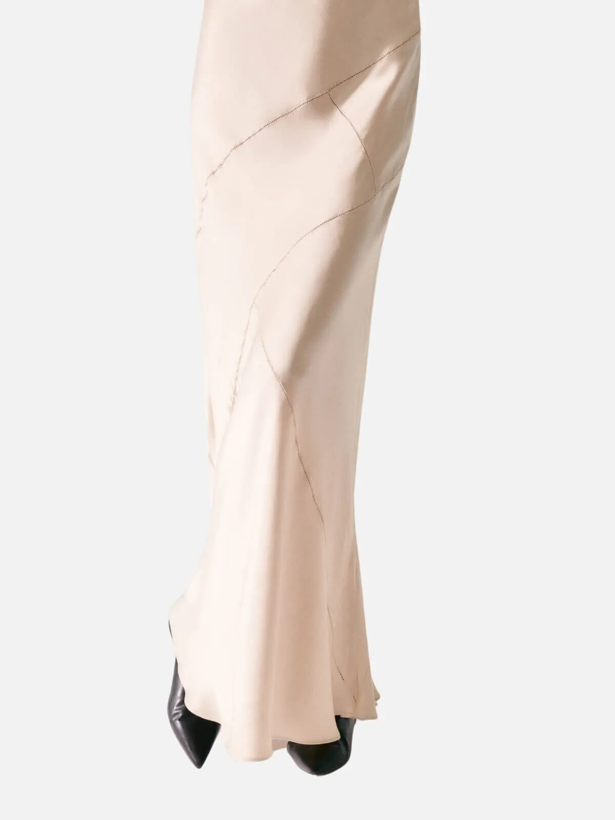 Splice Long Bias Cut Skirt - Hazelnut