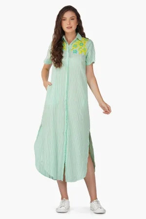 Stripes And Florals Shirt Dress