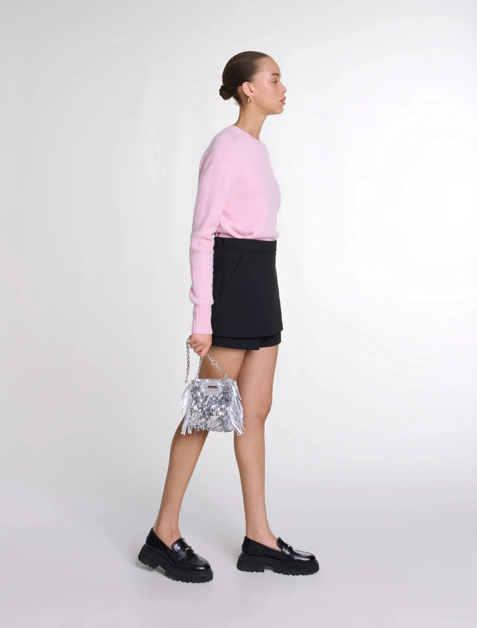 TROMPE-LOEIL SHORTS IN CREPE FABRIC