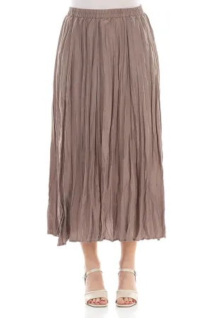 Truffle Crumpled Pure Silk Skirt