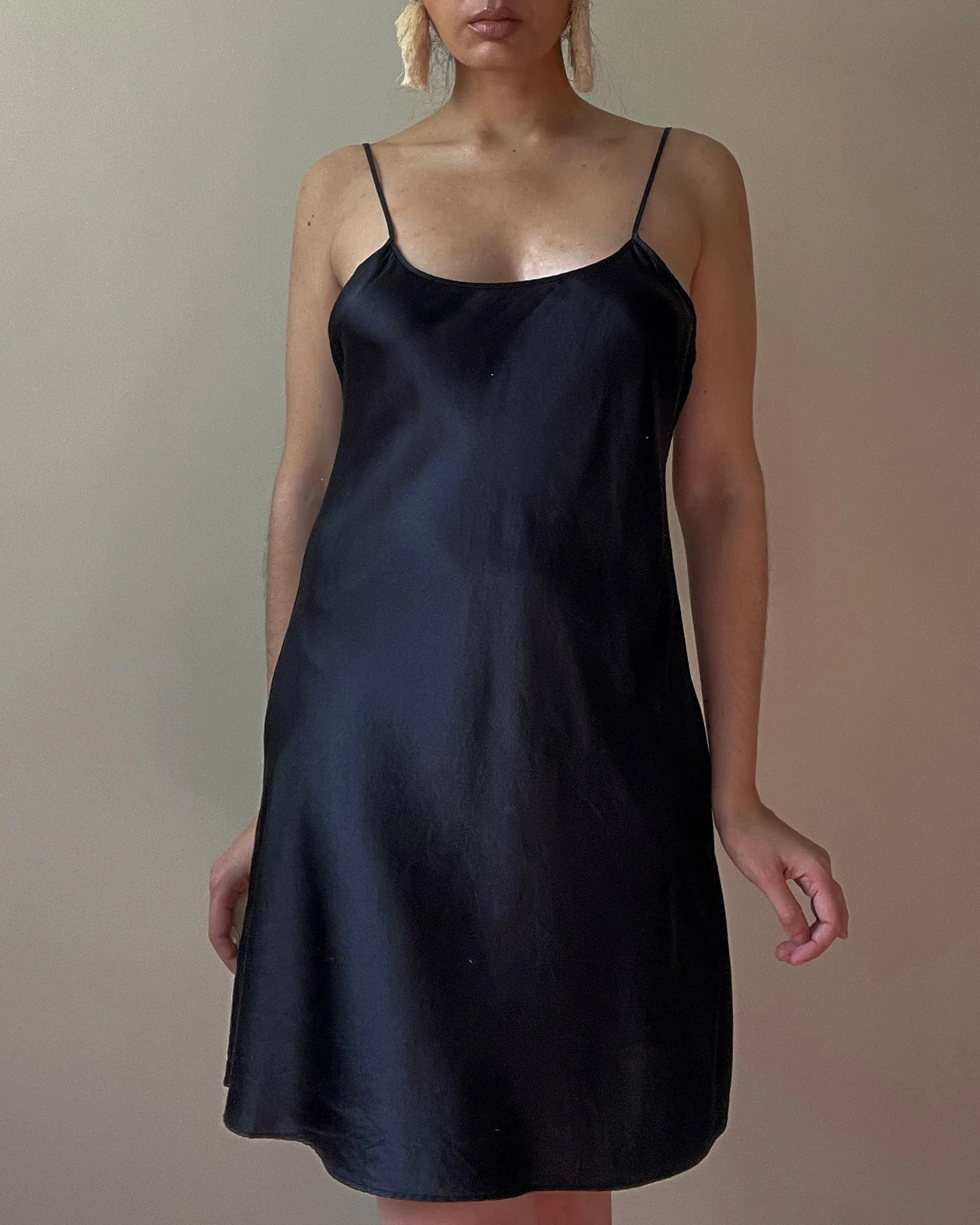 Vintage Black Silk Slip Dress