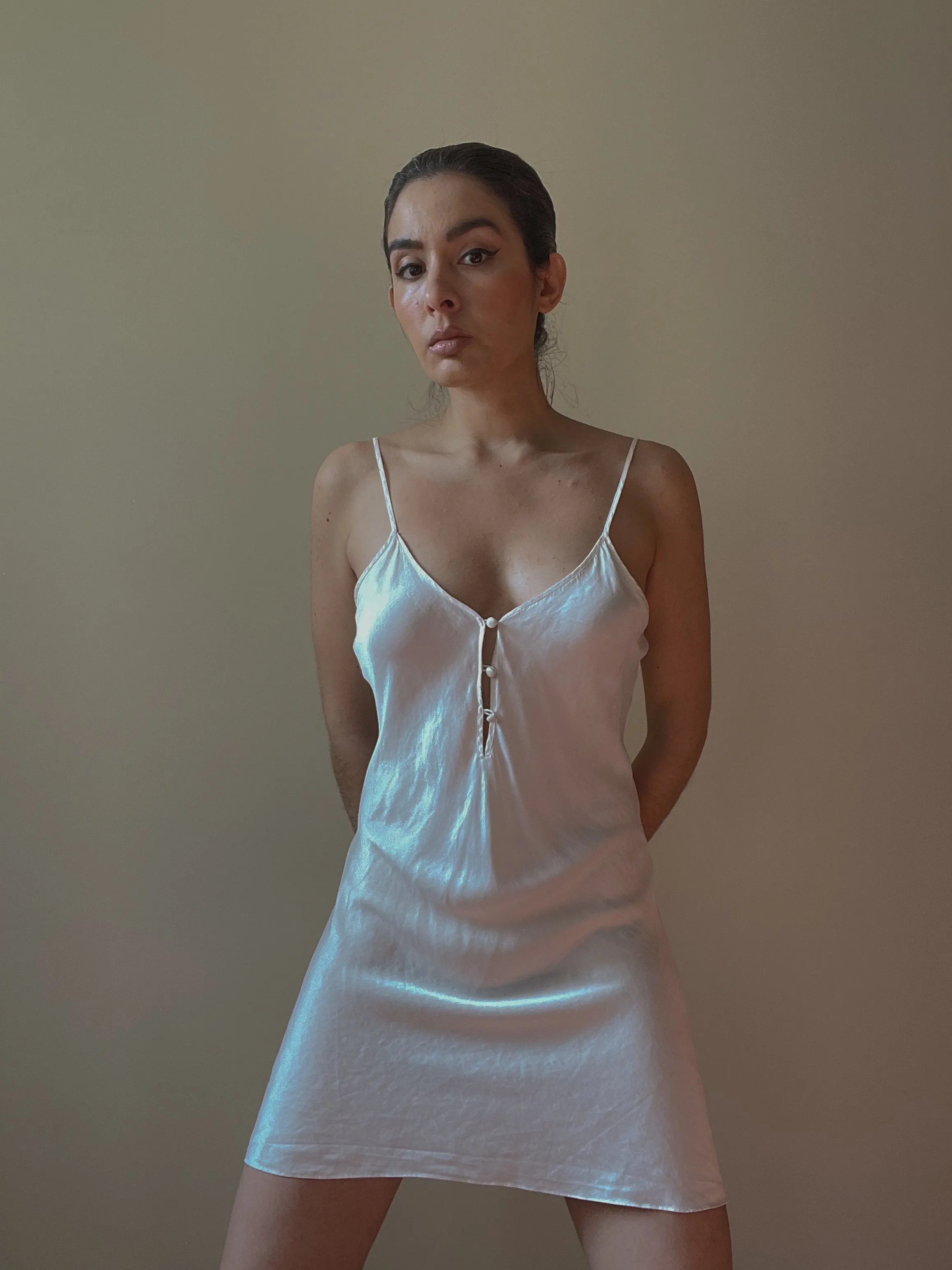 Vintage Cream Silk Slip Dress