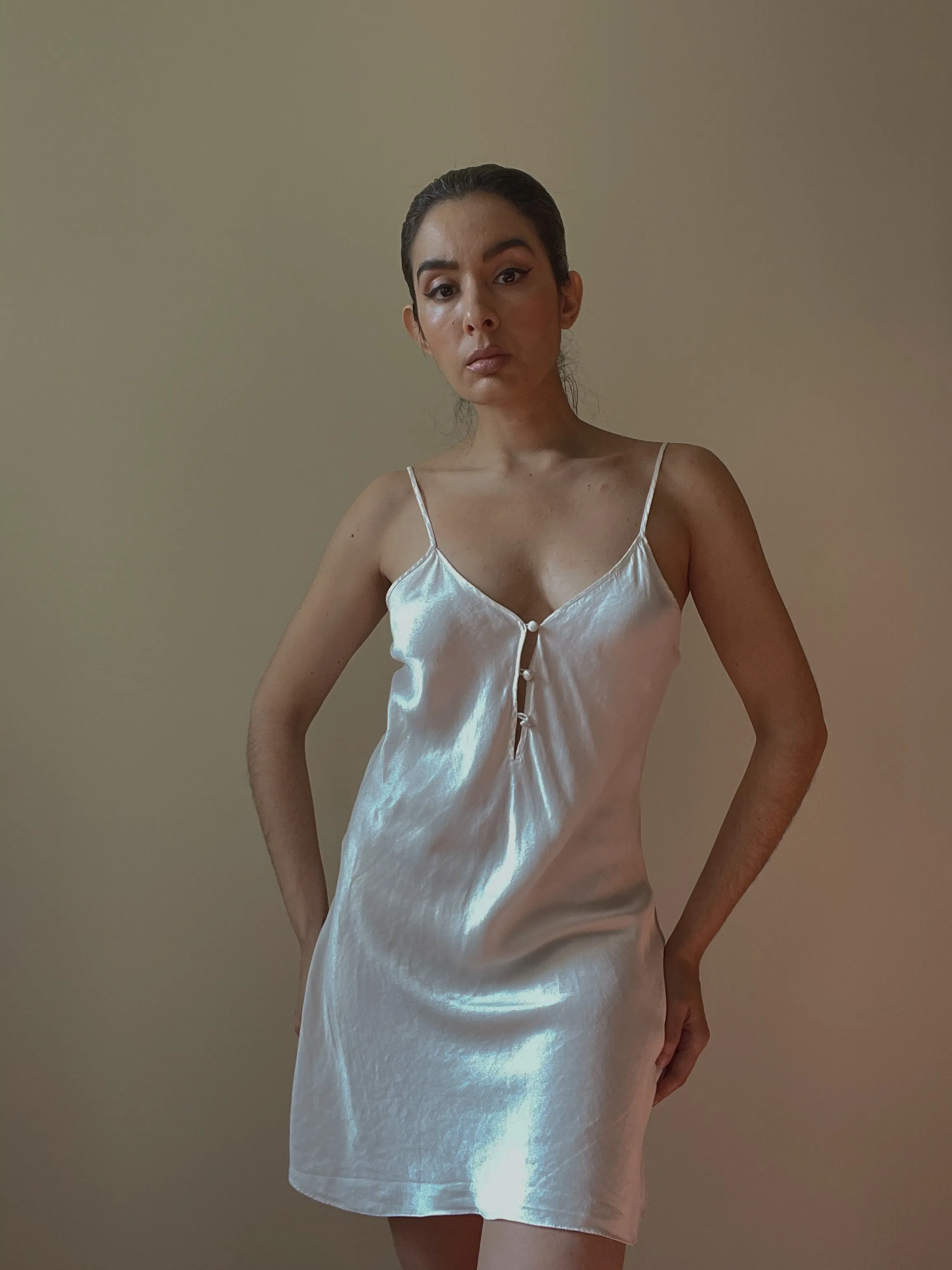 Vintage Cream Silk Slip Dress