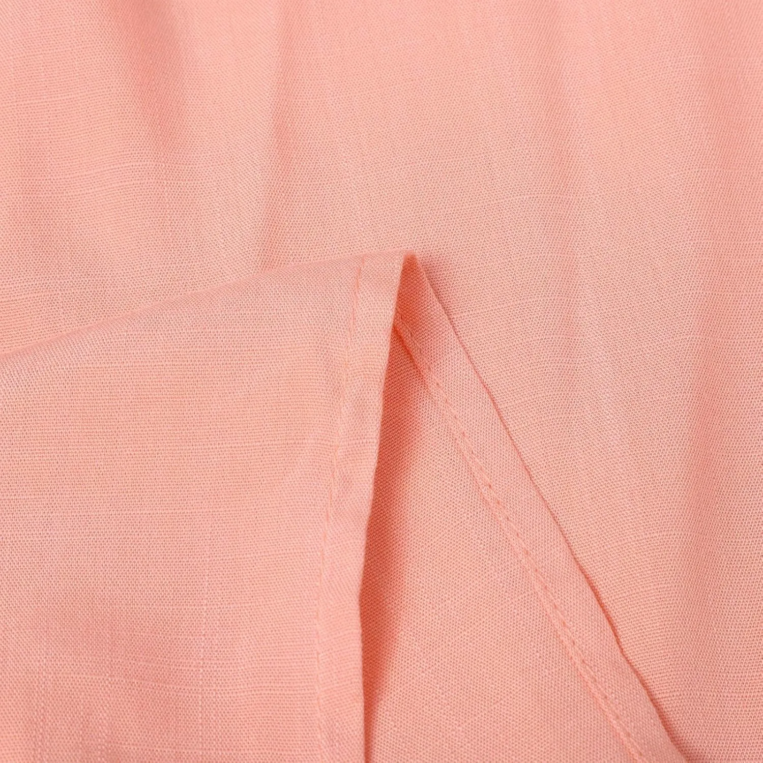 Women Summer High Waist Long Skirt Casual Solid Color Cotton Linen Pleated Skirt Loose Swing Beach Skirt