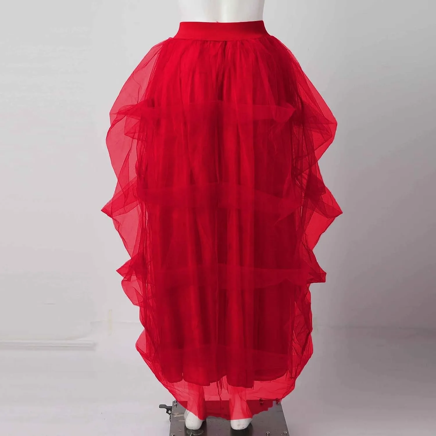 Womens Carnival Party Tutu Skirts Fashion Sexy Elastic Mesh Shampan Skirt Casual Business High Waist Knee Length Skirt
