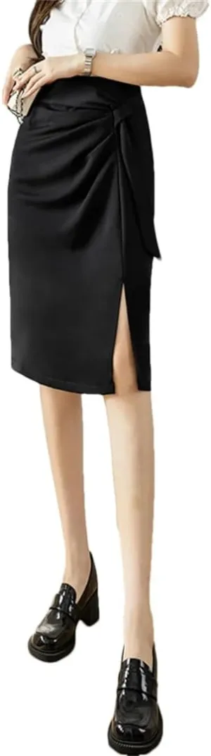 Women's Skirts Spring Vintage Solid Color High Waist Pleated Pencil Skirts