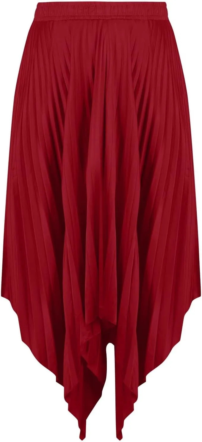 Women's Summer Skirt Solid Color High Waist Pleated A Line Swing Skirts Casual Fashion Irregular Hem Swing Skorts